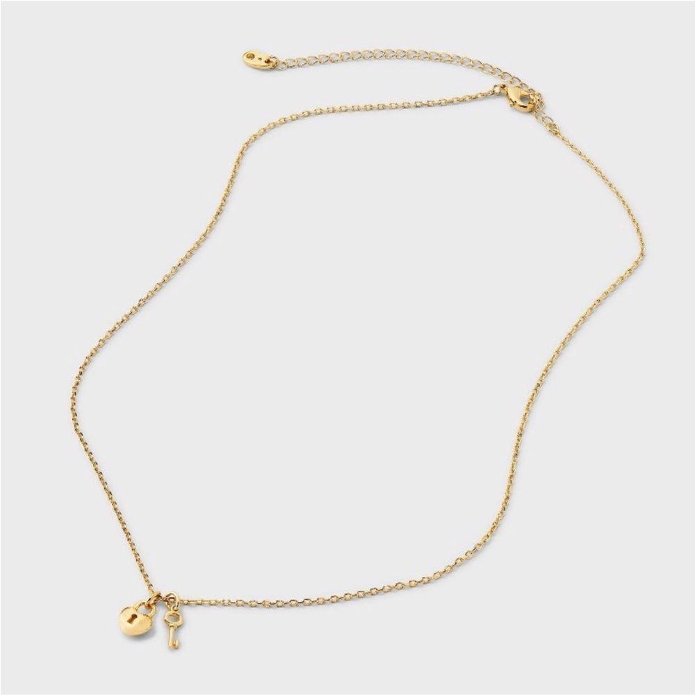 A New Day 14K Gold Dipped Heart Lock & Key Pendant Necklace - Picture 3 of 4